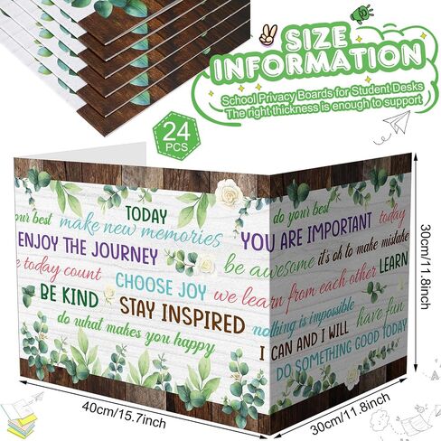 Harloon 24 Pcs Inspirational Privacy Folders for Students Classroom Desk Divider Large Corrugated Privacy Folders Study Carrel Privacy Boards for Student Testing Reduces Distraction (Stationery) in Saudi Arabia