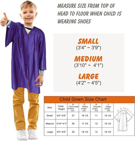LYDTICK Shiny Preschool Kindergarten Graduation Cap and Gown for Kids With 2024 2025 Tassels Charms in Kuwait