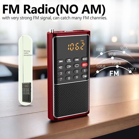 BOESPATR Mini FM Radio Portable MP3 Walkman مع مسجل، مشغل USB لبطاقة TF، راديو جيب منزلي وخارجي، تشغيل بطارية قابلة لإعادة الشحن، هوائي قضيب السحب، استقبال جيد in Saudi Arabia