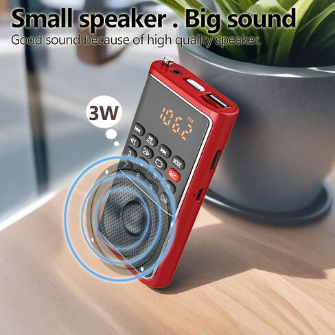BOESPATR Mini FM Radio Portable MP3 Walkman مع مسجل، مشغل USB لبطاقة TF، راديو جيب منزلي وخارجي، تشغيل بطارية قابلة لإعادة الشحن، هوائي قضيب السحب، استقبال جيد in Saudi Arabia