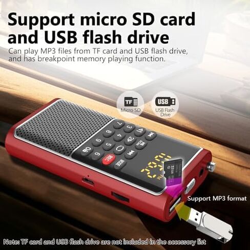 BOESPATR Mini FM Radio Portable MP3 Walkman مع مسجل، مشغل USB لبطاقة TF، راديو جيب منزلي وخارجي، تشغيل بطارية قابلة لإعادة الشحن، هوائي قضيب السحب، استقبال جيد in Saudi Arabia