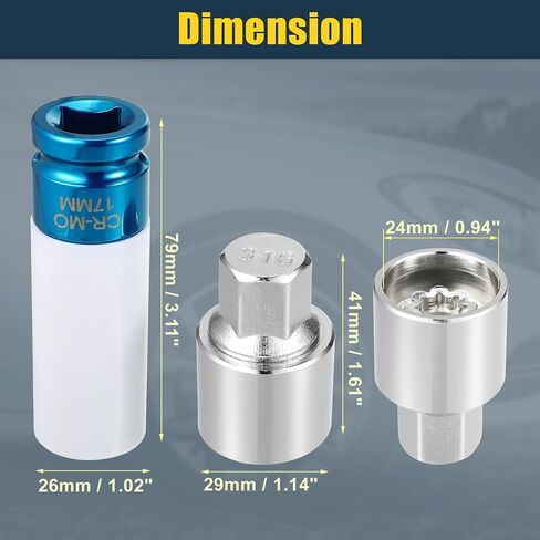 uxcell 1 Set 316 Wheel Lock Lug Nut Anti Theft Lug Nut Screw Removal Socket Key for Mercedes Benz Wheel Lock Key with Protector Nut Socket in Saudi Arabia