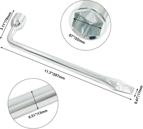 BokWin 1 Pcs Hexagon Slotted End Socket Lug Wrench L Type Tire Replacement Tool for Car(17mm) in Saudi Arabia