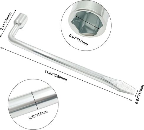 BokWin 1 Pcs Hexagon Slotted End Socket Lug Wrench L Type Tire Replacement Tool for Car(17mm) in Saudi Arabia