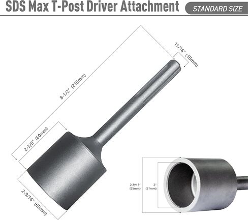ملحق المحرك SDS Max T-Post، رأس بقطر 2 بوصة، للاستخدام مع المطارق الدوارة ومطارق الهدم SDS-Max. الحل النهائي لأعمدة T وأعمدة السياج وأعمدة السياج المعدني. in Kuwait