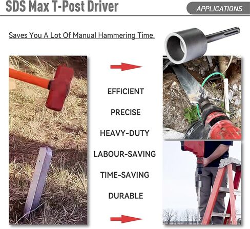 ملحق المحرك SDS Max T-Post، رأس بقطر 2 بوصة، للاستخدام مع المطارق الدوارة ومطارق الهدم SDS-Max. الحل النهائي لأعمدة T وأعمدة السياج وأعمدة السياج المعدني. in Kuwait