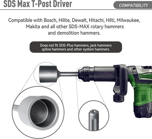 ملحق المحرك SDS Max T-Post، رأس بقطر 2 بوصة، للاستخدام مع المطارق الدوارة ومطارق الهدم SDS-Max. الحل النهائي لأعمدة T وأعمدة السياج وأعمدة السياج المعدني. in Kuwait