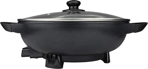 Brentwood Appliances SK-69BK مقلاة كهربائية مسطحة القاع غير قابلة للالتصاق مقاس 13 بوصة مع غطاء زجاجي بفتحات تهوية، أجهزة مطبخ أخرى، عادية، أسود in Kuwait