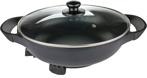 Brentwood Appliances SK-69BK مقلاة كهربائية مسطحة القاع غير قابلة للالتصاق مقاس 13 بوصة مع غطاء زجاجي بفتحات تهوية، أجهزة مطبخ أخرى، عادية، أسود in Kuwait