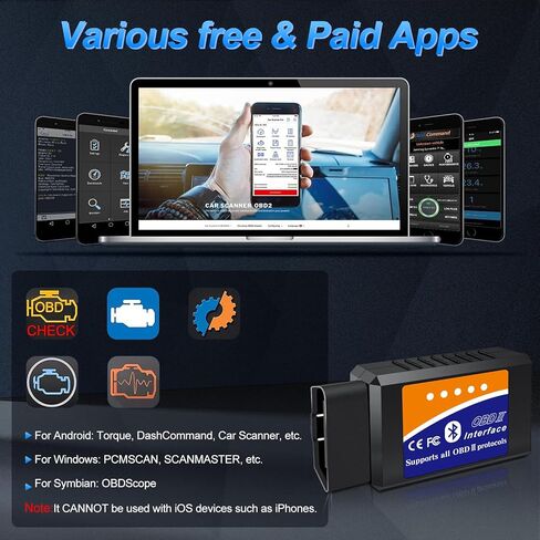 OBD2 Bluetooth Scanner Code Reader for Android Windows, Auto Car Diagnostic Scan Tool Odb2 OBDII Adapter for Check Engine Light for Torque Pro, OBD Fusion, DashCommand, Car Scanner App in Saudi Arabia