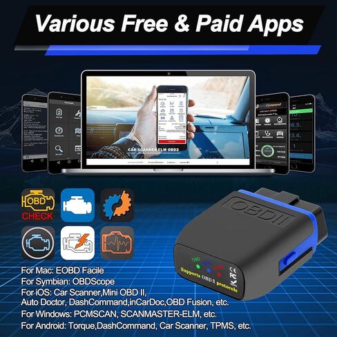 OBD2 Bluetooth Scanner Code Reader for Android Windows, Auto Car Diagnostic Scan Tool Odb2 OBDII Adapter for Check Engine Light for Torque Pro, OBD Fusion, DashCommand, Car Scanner App in Saudi Arabia
