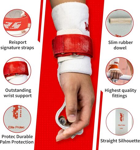 Reisport Women's Protec Uneven Bar Gymnastic Grips, Durable Leather Grip, Hook & Loop Closure for Secure Grip, Women and Girls Gymnastics Training, Triple Strength Leather Grip for Elevated Gymnast in Saudi Arabia