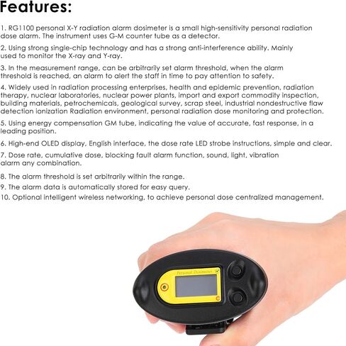 RG1100 Personal Dosimeter Electronic X Ray High Sensitivity Nuclear Radiation Detector Nuclear Radiation Detector Portable Dose Alarm Dosimeter Device with Instruction 0.10uSv/h to 10mSv/h in Saudi Arabia