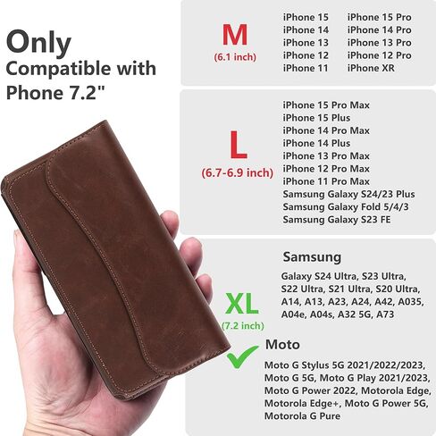 INGIDO Holster for iPhone 15 15 Pro 14, 14 Pro, 13 Pro, 13, 12 Pro, 12, iPhone 11, XR - Premium Cell Phone Case with Belt Clip [Magnetic Closure] ID Card Holder Pouch, Brownish-Black in Saudi Arabia