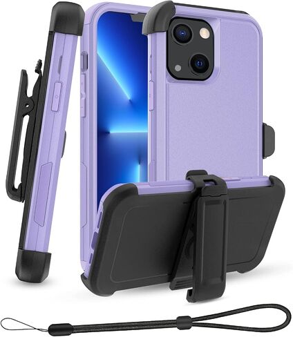Unitedtime for iPhone 13 Case Magnetic with Belt-Clip Holster Compatible with MagSafe, Rugged Shockproof Military Protective Phone Cover Heavy Duty (Purple) in Saudi Arabia