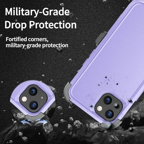 Unitedtime for iPhone 13 Case Magnetic with Belt-Clip Holster Compatible with MagSafe, Rugged Shockproof Military Protective Phone Cover Heavy Duty (Purple) in Saudi Arabia