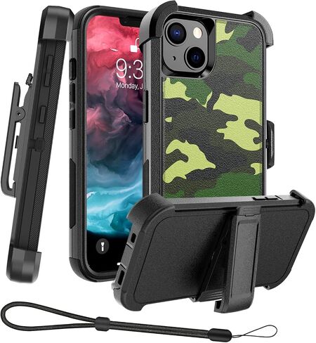 Unitedtime for iPhone 13 Case Magnetic with Belt-Clip Holster Compatible with MagSafe, Rugged Shockproof Military Protective Phone Cover Heavy Duty (Purple) in Saudi Arabia