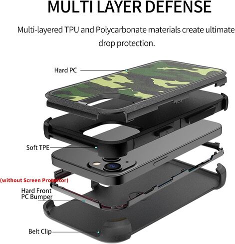 Unitedtime for iPhone 13 Case Magnetic with Belt-Clip Holster Compatible with MagSafe, Rugged Shockproof Military Protective Phone Cover Heavy Duty (Purple) in Saudi Arabia
