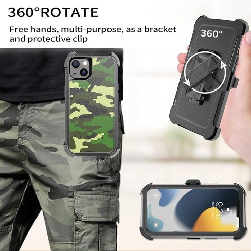 Unitedtime for iPhone 13 Case Magnetic with Belt-Clip Holster Compatible with MagSafe, Rugged Shockproof Military Protective Phone Cover Heavy Duty (Purple) in Saudi Arabia