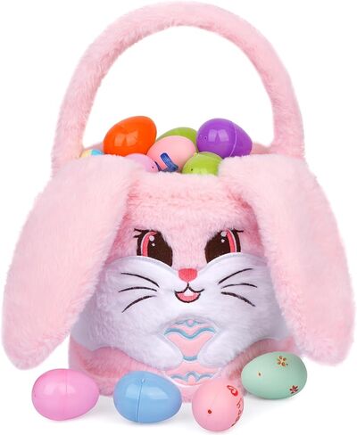 kophinye سلة عيد الفصح للأطفال، سلة أرنب عيد الفصح للفتيات الأولاد، أكياس دلو عيد الفصح الوردي سلة عيد الفصح الطفل مع مقبض لصيد بيض عيد الفصح، ديكورات تخزين الحلوى in Kuwait