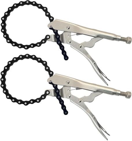 سلسلة ملزمة أنابيب مقاس 9 بوصة، مشابك سلسلة قفل مع سلسلة مقاس 19 بوصة، أدوات تركيب الأنابيب، سلسلة ملزمة الأنابيب، ملزمة سلسلة من الدرجة الصناعية ومطلية بالنيكل، مناسبة لخطوط الأنابيب وإصلاح السيارات، قطعتان in Kuwait