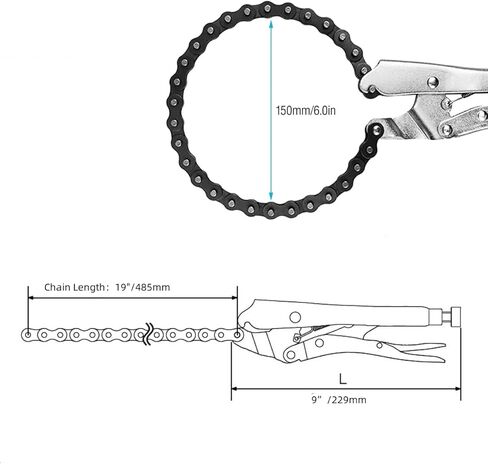 سلسلة ملزمة أنابيب مقاس 9 بوصة، مشابك سلسلة قفل مع سلسلة مقاس 19 بوصة، أدوات تركيب الأنابيب، سلسلة ملزمة الأنابيب، ملزمة سلسلة من الدرجة الصناعية ومطلية بالنيكل، مناسبة لخطوط الأنابيب وإصلاح السيارات، قطعتان in Kuwait