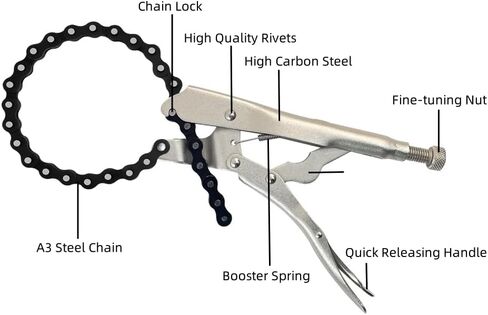 سلسلة ملزمة أنابيب مقاس 9 بوصة، مشابك سلسلة قفل مع سلسلة مقاس 19 بوصة، أدوات تركيب الأنابيب، سلسلة ملزمة الأنابيب، ملزمة سلسلة من الدرجة الصناعية ومطلية بالنيكل، مناسبة لخطوط الأنابيب وإصلاح السيارات، قطعتان in Kuwait