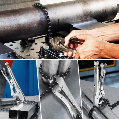 سلسلة ملزمة أنابيب مقاس 9 بوصة، مشابك سلسلة قفل مع سلسلة مقاس 19 بوصة، أدوات تركيب الأنابيب، سلسلة ملزمة الأنابيب، ملزمة سلسلة من الدرجة الصناعية ومطلية بالنيكل، مناسبة لخطوط الأنابيب وإصلاح السيارات، قطعتان in Kuwait