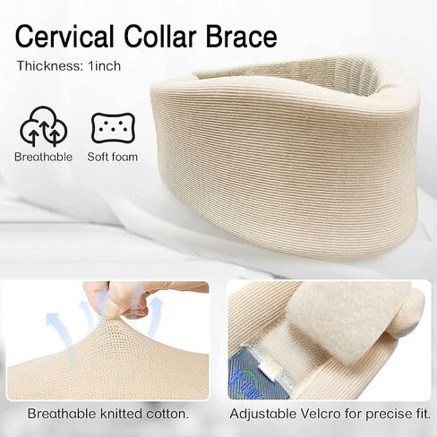 HKJD Soft Neck Brace for Neck Pain and Support, Adjustable Soft Foam Cervical Collar Stabilizer Relieves Pain & Spine Pressure, 360° Wrap Around Support Sleeping Available… in Saudi Arabia