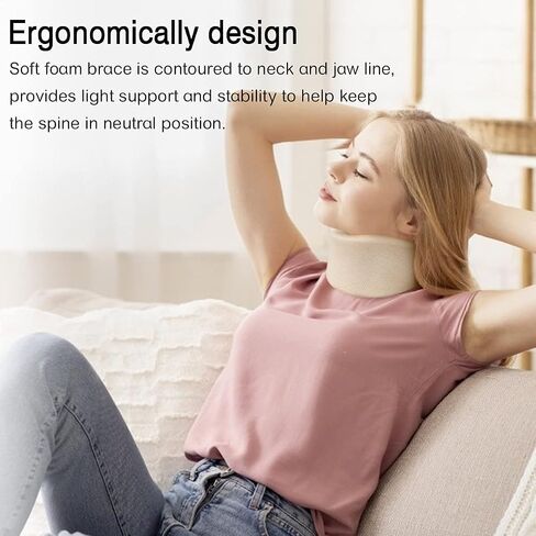HKJD Soft Neck Brace for Neck Pain and Support, Adjustable Soft Foam Cervical Collar Stabilizer Relieves Pain & Spine Pressure, 360° Wrap Around Support Sleeping Available… in Saudi Arabia