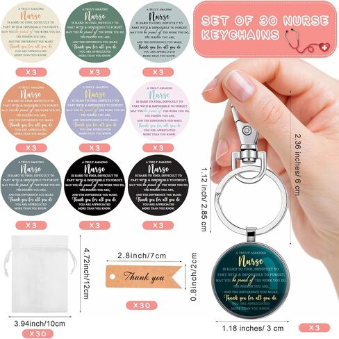 Bucherry 30 Sets Appreciation Nurse Keychains for Women with Thank You Tags Motivational Nurse Gifts in Bulk Nursing Gifts for Women Medical Assistants CNA Students Practitioner Graduation in Saudi Arabia