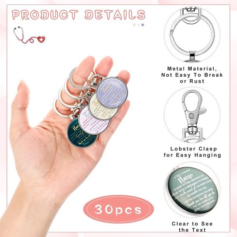 Bucherry 30 Sets Appreciation Nurse Keychains for Women with Thank You Tags Motivational Nurse Gifts in Bulk Nursing Gifts for Women Medical Assistants CNA Students Practitioner Graduation in Saudi Arabia