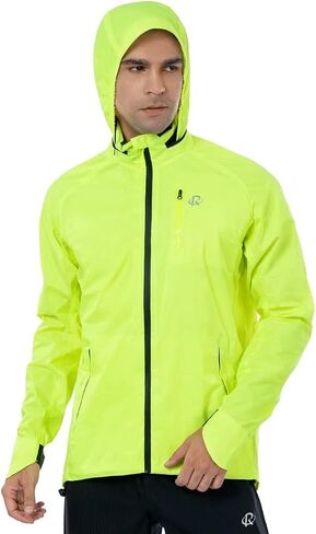 ROTTO Mens Cycling Rain Jacket Waterproof Windbreaker for Outdoor Hooded Packable Lightweight Reflective in Saudi Arabia