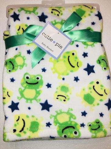 Cutie Pie Baby Super Cute & Soft Baby Blanket with Frogs, white in Saudi Arabia