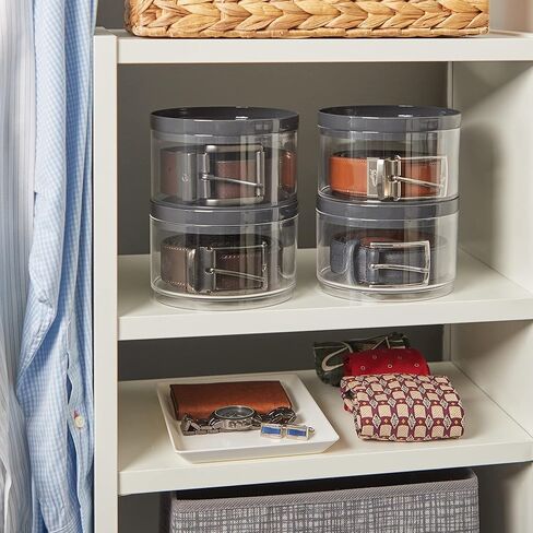 حاوية بلاستيكية شفافة قابلة للتكديس من STORi Bella (مجموعة من 4) منظمات تخزين دائرية بأغطية رمادية للخرز والفنون واللوازم الحرفية | صنع فى أمريكا in Kuwait