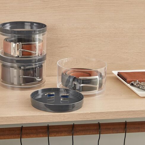 حاوية بلاستيكية شفافة قابلة للتكديس من STORi Bella (مجموعة من 4) منظمات تخزين دائرية بأغطية رمادية للخرز والفنون واللوازم الحرفية | صنع فى أمريكا in Kuwait