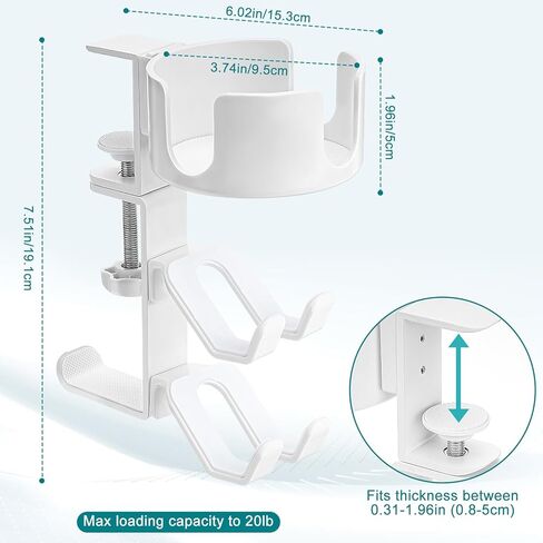 welltop 4 in 1 Controller Holder with Desk Cup Holder & Headphone Hanger, Rotatable Under Desk Clamp Controller Holder Dual Gamepad Headset Stand Gaming Desk Accessories for Xbox, PS4, PS5, PC, Switch in Kuwait