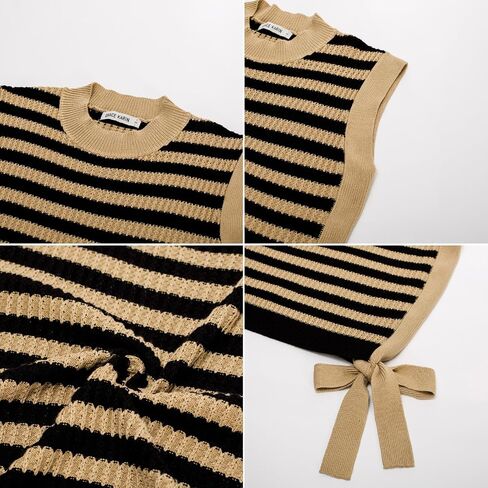 GRACE KARIN Womens Sweater Vest Cap Sleeve Crew Neck Striped Tank Top Lightweight Knit Ribbed Casual Summer Shirts in Saudi Arabia