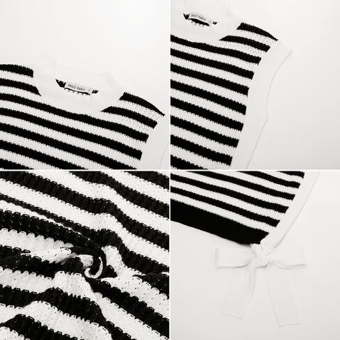 GRACE KARIN Womens Sweater Vest Cap Sleeve Crew Neck Striped Tank Top Lightweight Knit Ribbed Casual Summer Shirts in Saudi Arabia