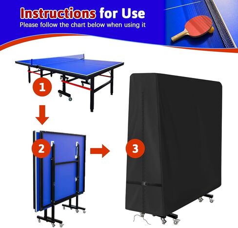 غطاء طاولة بينج بونج، غطاء طاولة تنس مقاوم للماء للاستخدام الخارجي والداخلي لطاولة بينج بونج قابلة للطي، غطاء غبار للحماية من جميع الأحوال الجوية - 64 بوصة × 26 بوصة × 64 بوصة in Kuwait