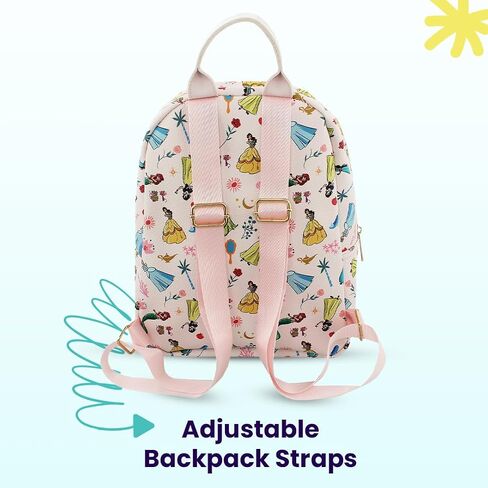 Disney Princess Mini PU Leather Backpack Purse with Adjustable Straps 10 In (Blush Pink, One Size) in Saudi Arabia