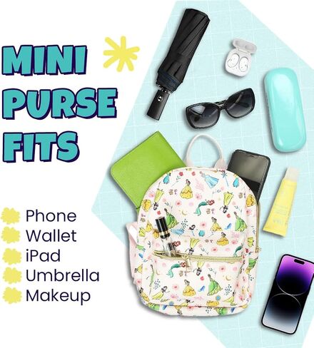 Disney Princess Mini PU Leather Backpack Purse with Adjustable Straps 10 In (Blush Pink, One Size) in Saudi Arabia