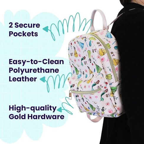 Disney Princess Mini PU Leather Backpack Purse with Adjustable Straps 10 In (Blush Pink, One Size) in Saudi Arabia
