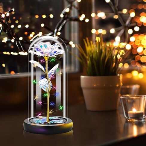 هدايا زهرة الورد اللذيذة للنساء، وردة المجرة المضيئة في قبة زجاجية - هدايا عيد الحب لها - هدايا الأم لعيد الأم - هدايا عيد ميلاد مخصصة للصديقة والزوجة والأم والابنة in Kuwait