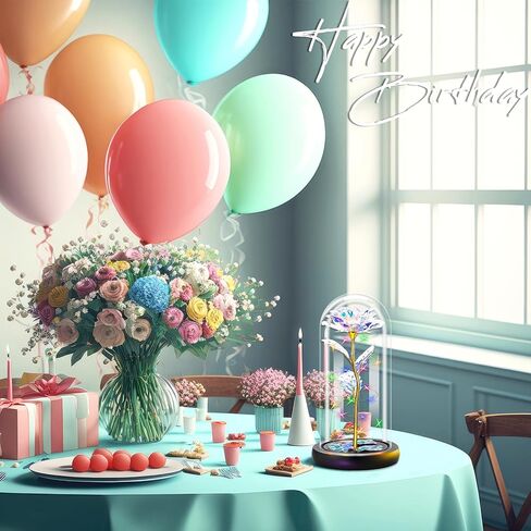 هدايا زهرة الورد اللذيذة للنساء، وردة المجرة المضيئة في قبة زجاجية - هدايا عيد الحب لها - هدايا الأم لعيد الأم - هدايا عيد ميلاد مخصصة للصديقة والزوجة والأم والابنة in Kuwait