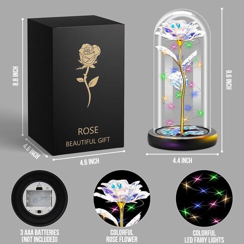 هدايا زهرة الورد اللذيذة للنساء، وردة المجرة المضيئة في قبة زجاجية - هدايا عيد الحب لها - هدايا الأم لعيد الأم - هدايا عيد ميلاد مخصصة للصديقة والزوجة والأم والابنة in Kuwait