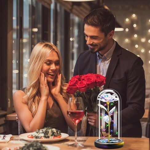 هدايا زهرة الورد اللذيذة للنساء، وردة المجرة المضيئة في قبة زجاجية - هدايا عيد الحب لها - هدايا الأم لعيد الأم - هدايا عيد ميلاد مخصصة للصديقة والزوجة والأم والابنة in Kuwait