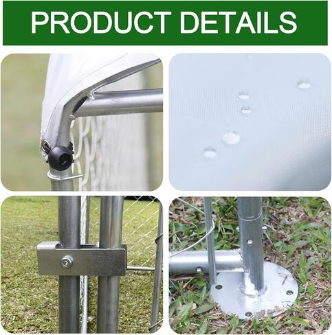 بيت الكلب فانرستي مع غطاء مقاوم للماء على السطح للكلاب المتوسطة والصغيرة، سياج فولاذي لبيت الكلاب مع قفل، بيت روضة للكلاب وكوخ للحيوانات للفناء الخلفي (6.6 * 6.6 * 4.9 قدم) in Kuwait