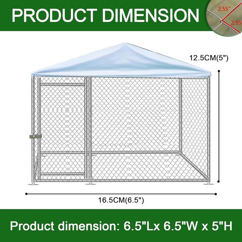 بيت الكلب فانرستي مع غطاء مقاوم للماء على السطح للكلاب المتوسطة والصغيرة، سياج فولاذي لبيت الكلاب مع قفل، بيت روضة للكلاب وكوخ للحيوانات للفناء الخلفي (6.6 * 6.6 * 4.9 قدم) in Kuwait