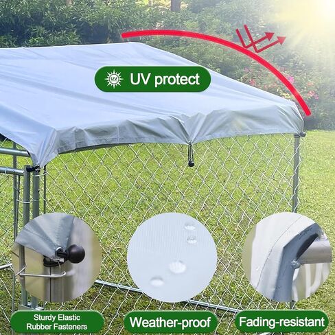 بيت الكلب فانرستي مع غطاء مقاوم للماء على السطح للكلاب المتوسطة والصغيرة، سياج فولاذي لبيت الكلاب مع قفل، بيت روضة للكلاب وكوخ للحيوانات للفناء الخلفي (6.6 * 6.6 * 4.9 قدم) in Kuwait